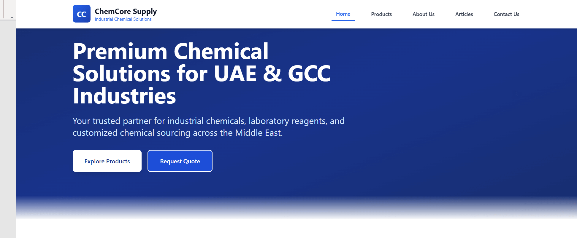 نمونه پروژه طراحی سایت شرکت فروش مواد شیمیایی در دبی